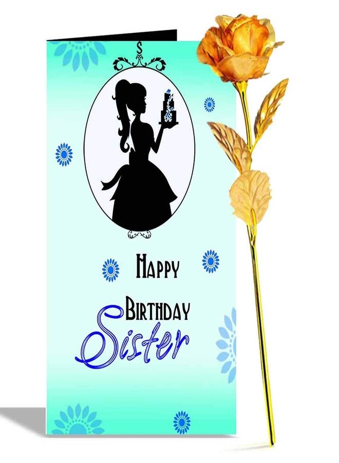 Alwaysgift Happy Birthday To My Best Sister Greeting Card & Golden Rose Hamper, Birthday Card for Sister, Birthday Cards for Girl, Birthday Card for Women, Happy Birthday Note Card - Image 1